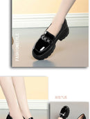 5.5cm British Style Thick Bottom Patent Leather Loafers Women's Platform Shoes 2024 Spring Shallow Block Heels Shoes Office
