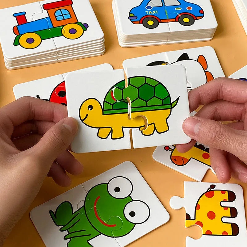 32-Piece Montessori Educational Toddler Matching Cards Learning Games for Kids, Toys for Kids 2 to 4 Years Old, Cartoon Puzzle for Babies