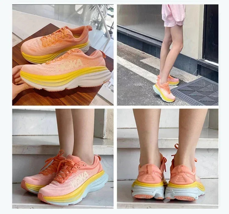 HOKA Sport Running Shoes Bondi 8 Breathable Anti Slip Cushioning Road Runs Shoes Men Sport Shoes Lifestyle Outdoor Sneaker Women