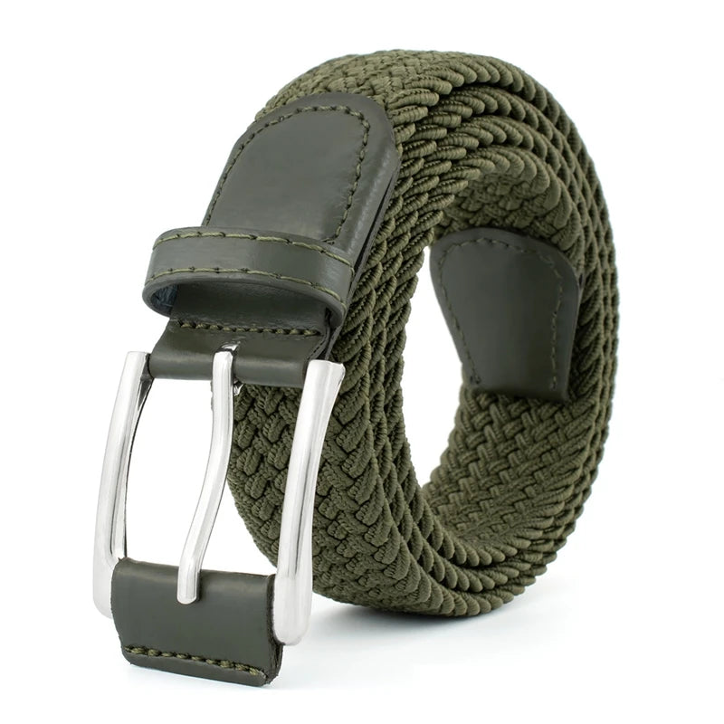 105cm Adjustable Buckle Braided Belts Unisex Jeans Trousers Pants Strap Women Men Metal Lock Waistbands Stretch Woven Belt