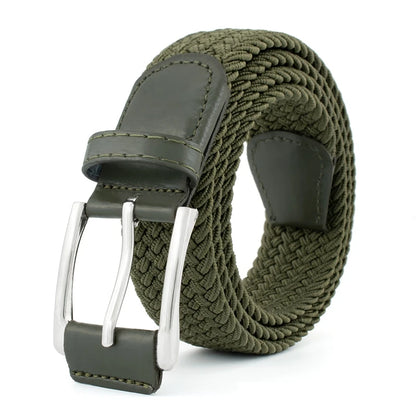 105cm Adjustable Buckle Braided Belts Unisex Jeans Trousers Pants Strap Women Men Metal Lock Waistbands Stretch Woven Belt