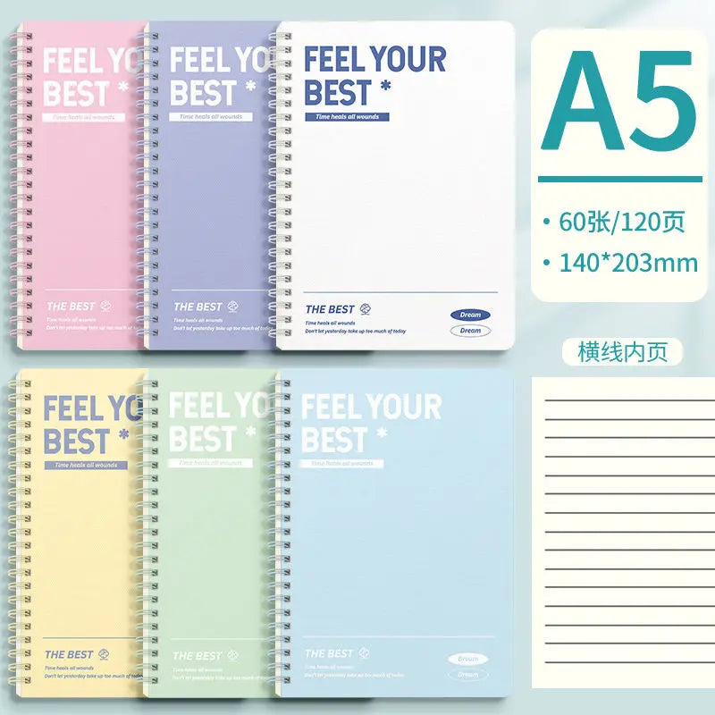 A5 B5 Thickened Spiral Notebooks Perforated Pages Loose-leaf Notebook for Students School Office Stationery Supplies