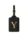 PU Leather Luggage Tag for Travel - Durable Suitcase ID Tag with Privacy Cover & Name Card Slot (A-Z) liu