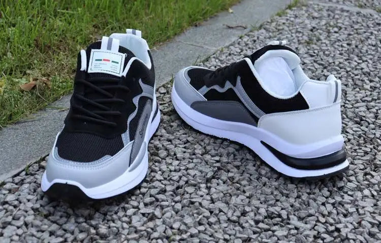 Zapatillas deportivas informales de retazos para hombre, zapatos de malla transpirables para hombre, zapatillas de tenis para correr al aire libre, zapatillas masculinas cálidas con cordones y antideslizantes.