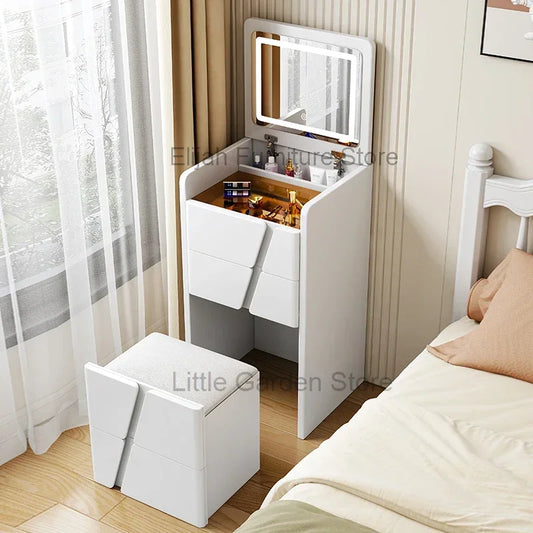 Modern Bedroom Makeup Table White Cabinet LED Mirror Storage Vanity Set Modern Drawer Tavolo Trucco Nordic Furniture LJ50DT