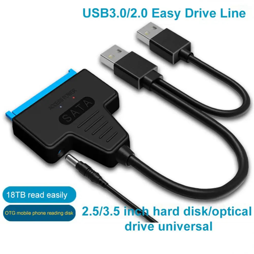 Cable adaptador SATA 3 USB 3.0 2.0 a USB 3.0 de hasta 6 Gbps compatible con discos duros externos HDD/SSD de 2,5 pulgadas, cable SATA III de 22 pines