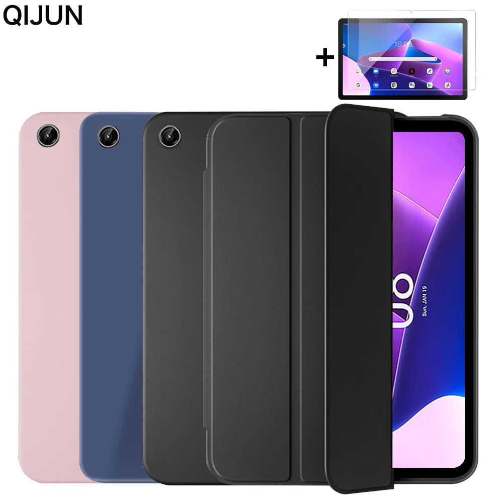 For Lenovo Xiaoxin Pad 2022 10.6" Tab M10 Plus 3rd Gen Case TB128FU TB125FU Funda Tablet Tri-Fold Magnetic Stand Cover+Film