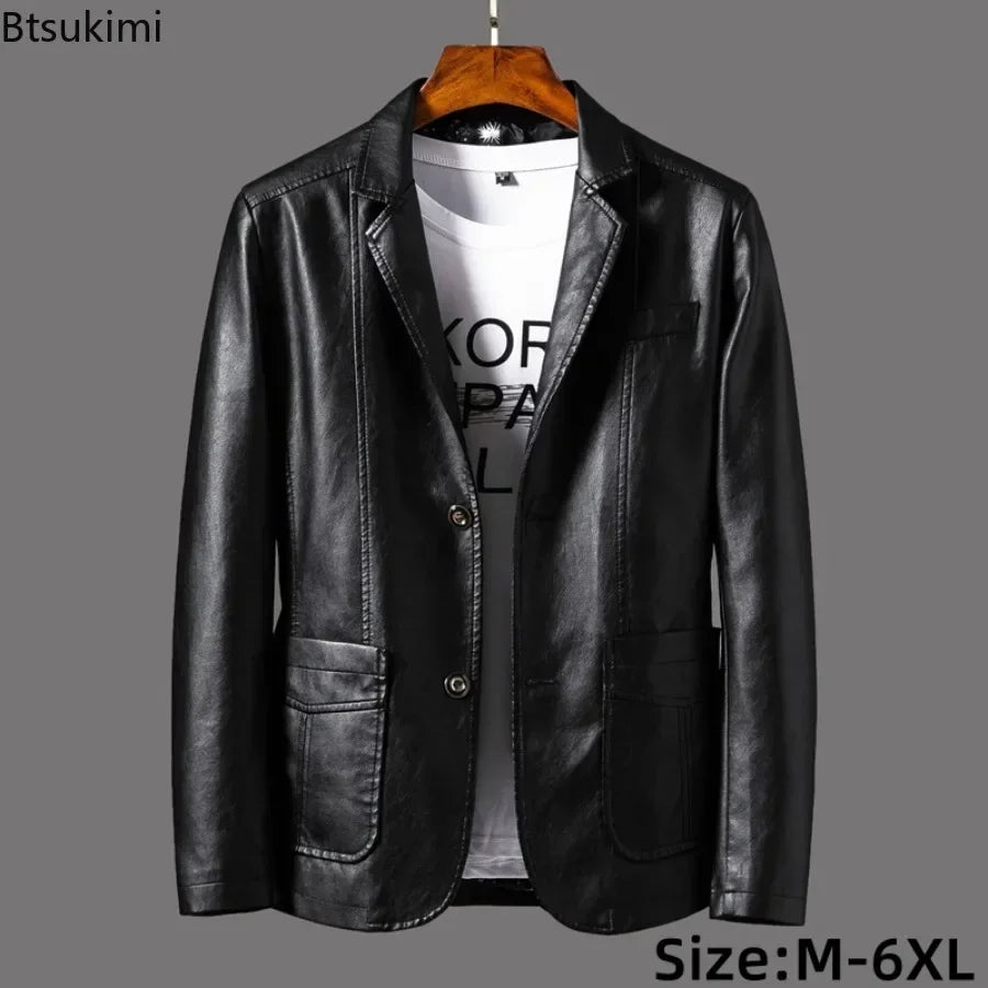 Chaquetas de cuero para hombre, estilo coreano, ajustadas, de moda, tallas grandes M-6XL, 2024