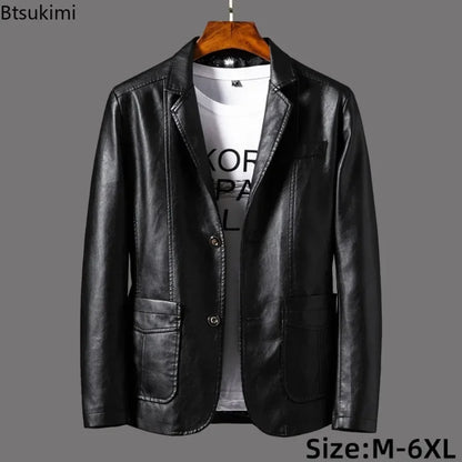 Chaquetas de cuero para hombre, estilo coreano, ajustadas, de moda, tallas grandes M-6XL, 2024