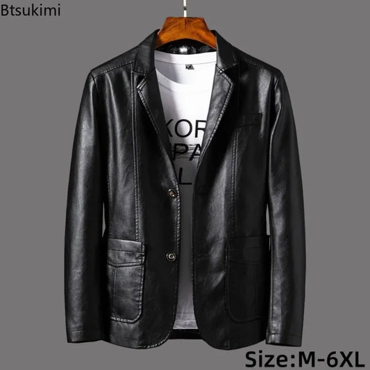Chaquetas de cuero para hombre, estilo coreano, ajustadas, de moda, tallas grandes M-6XL, 2024