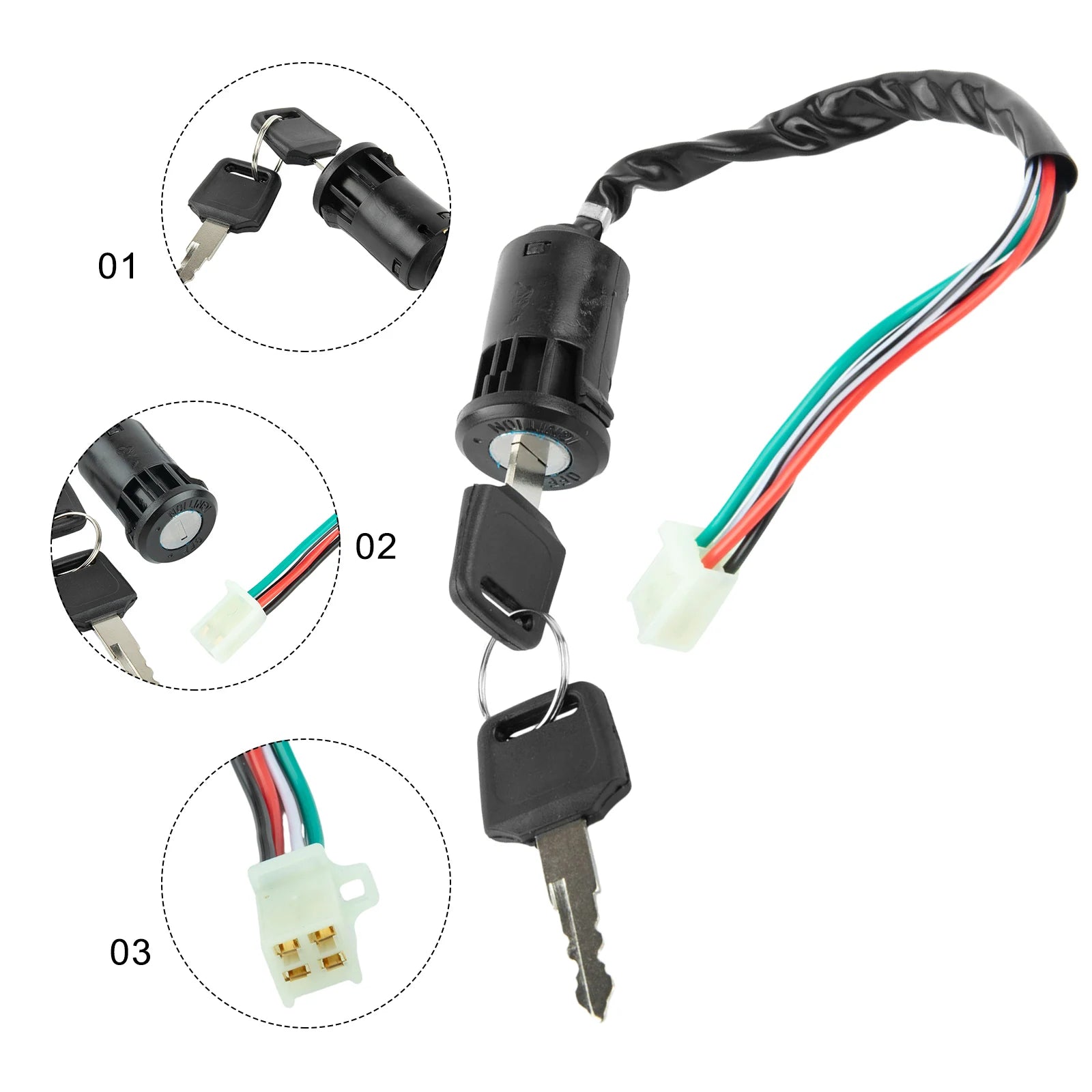 Motorcycle Ignition Switch + Keys Scooter Accessories fit For Quad Dirt Bike For ATV On/Off Plastic Universal Replacement Parts