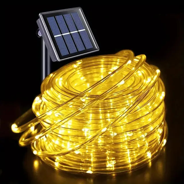 Corda de tubo solar ao ar livre luz led jardim decoração natal luz da corda de fadas 32m/22m/12m/7m festa de casamento ao ar livre lâmpada led