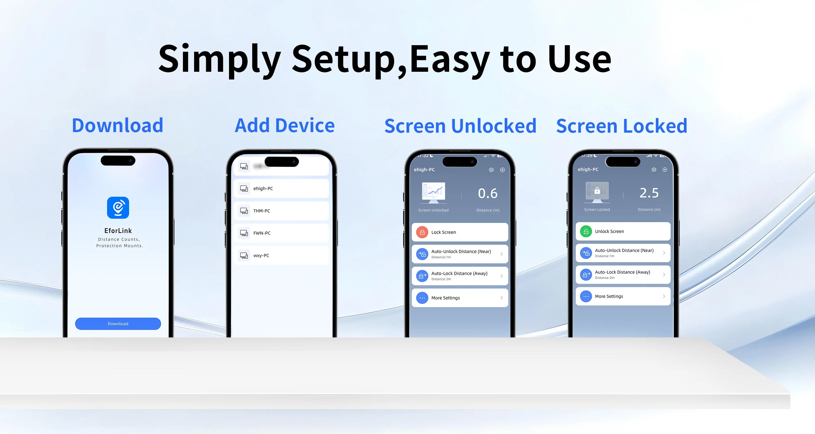 EforLink Computer Touchless ScreenLock, Automatic Locking, UWB High-Precision Ranging, USB Security Key, Windows Security Key