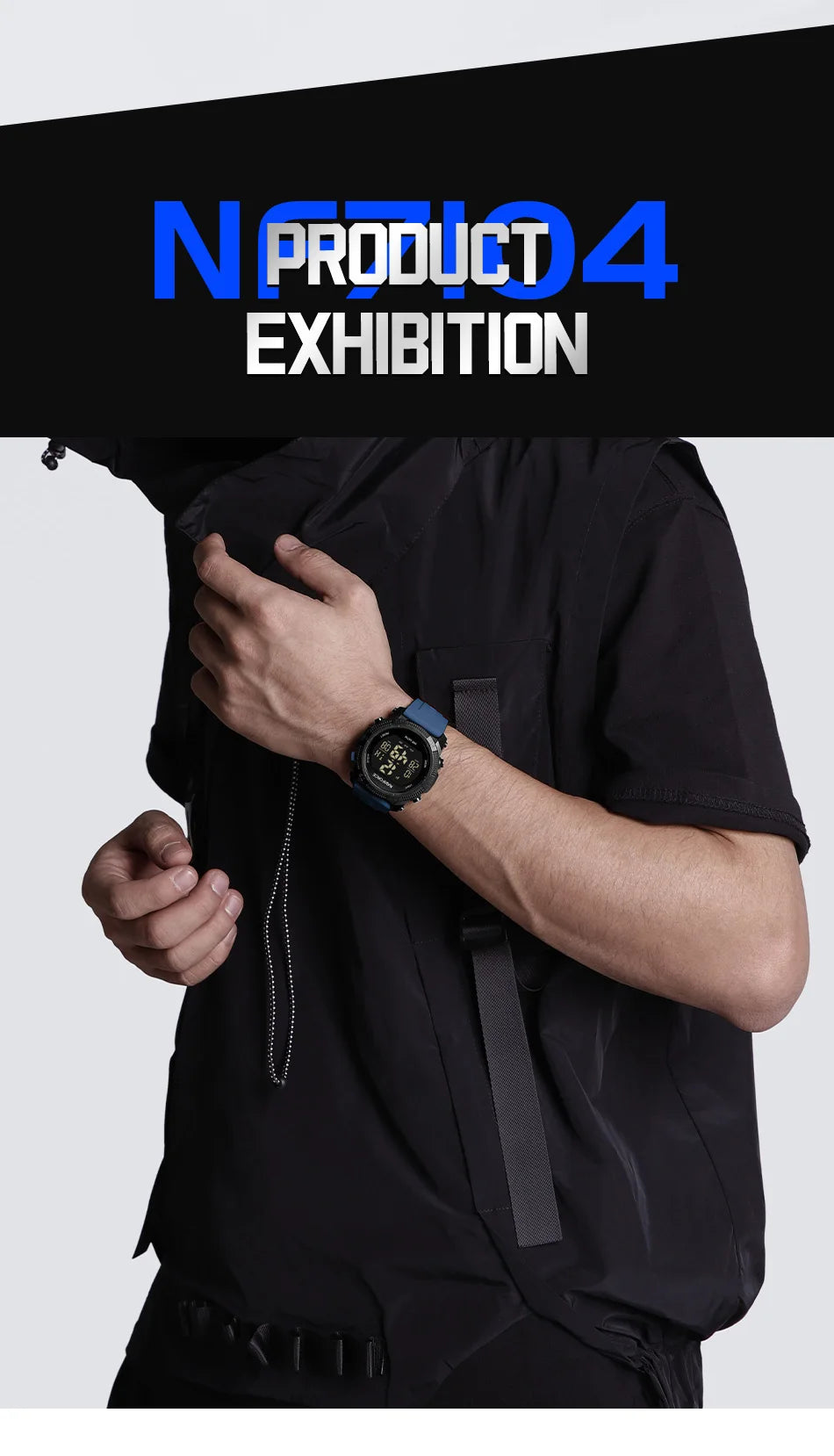 NAVIFORCE - Reloj de pulsera digital LCD para hombre, deportivo, resistente al agua hasta 50 m, con correa de silicona, informal, electrónico