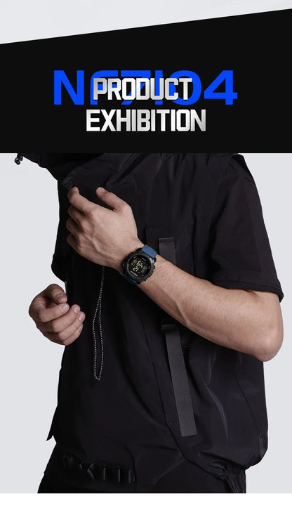 NAVIFORCE - Reloj de pulsera digital LCD para hombre, deportivo, resistente al agua hasta 50 m, con correa de silicona, informal, electrónico