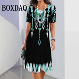 Plus Size Women Dresses Summer Fashion Gradient Printed Dress Casual Street Short Sleeve O-Neck Loose A-Line Dress Big Sizes 9XL