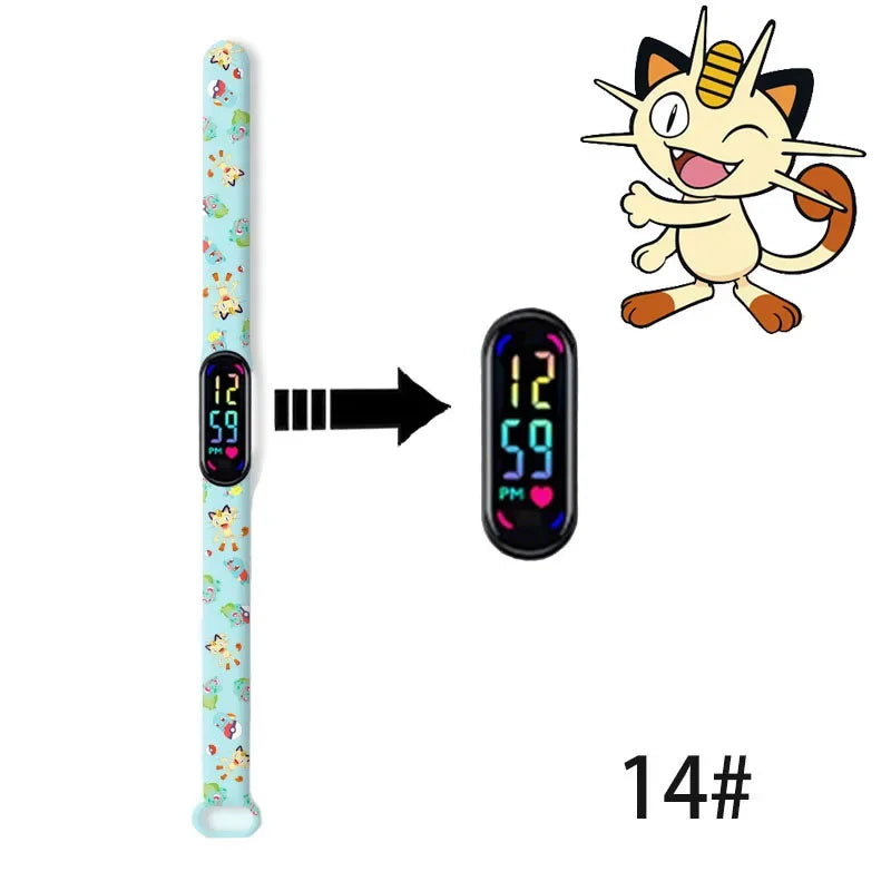 Pokemon Pikachu Dragon Ball Z Sport Casual Watches Led Silicone Watch Color Lovely Digital Children Wristwatch Clock Gift Toys