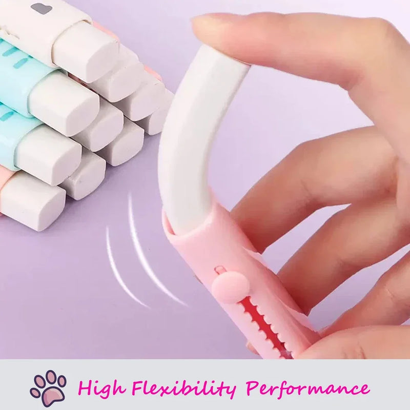 1-8Pcs New! Kawaii Cat Paw Rubber Erasers Retractable Pencil Eraser for Kids Students School Home Office Writing Drawing
