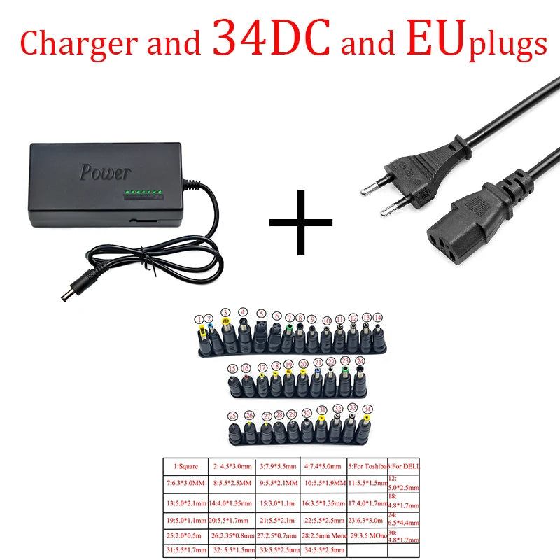 96W Universal PortableAC Laptop Power Adapter 12V 15V 16V 18V 19V 4.5A 20V 24V Charger For Dell Toshiba Hp Asus Acer Sony Lenovo