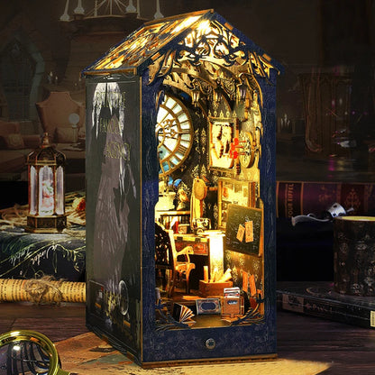 DIY Book Nook Kit Miniature Doll House With LED Light 3D Puzzle Model Building Wooden Bookshelf Bookend Toy Adults Birthday Gift