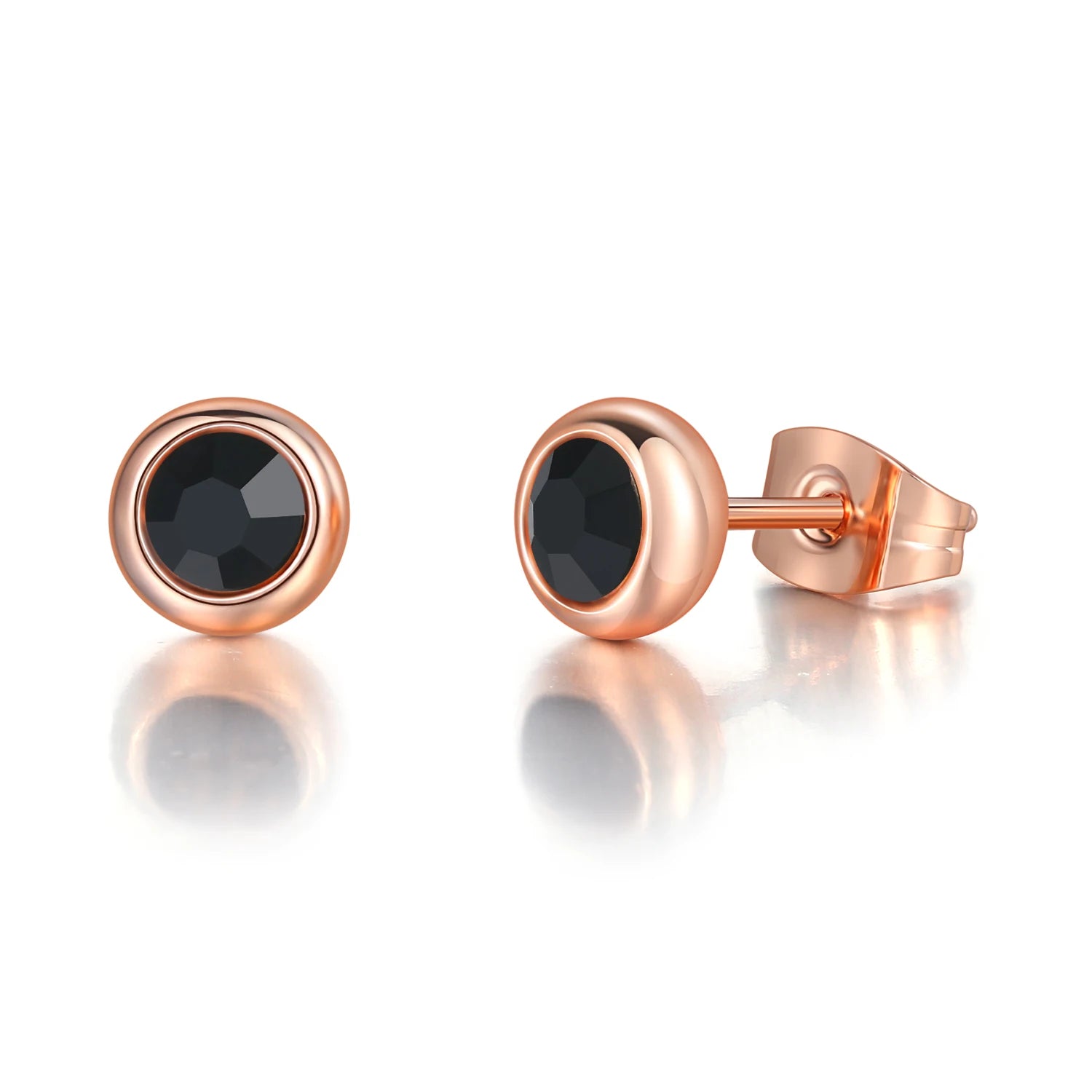 Classic Modern Cubic Zirconia Stud Earrings For Women Simple Rose Gold Color Women's Earing Accessories Fashion Jewelry E270