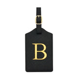 PU Leather Luggage Tag for Travel - Durable Suitcase ID Tag with Privacy Cover & Name Card Slot (A-Z) liu