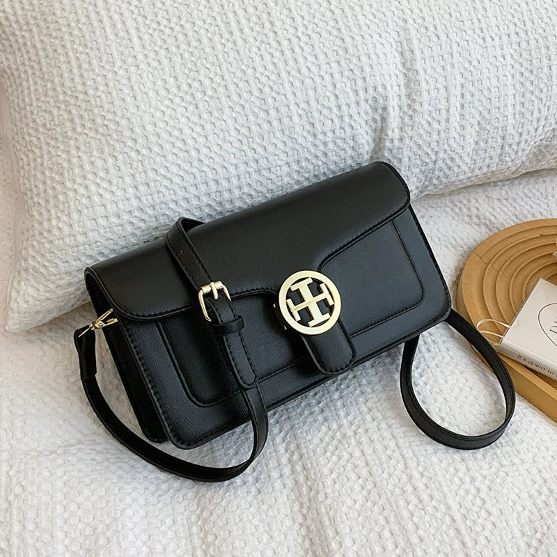 Bolso bandolera de piel para mujer, estilo clásico, con correas, estilo salvaje, bandolera de hombro para niña.