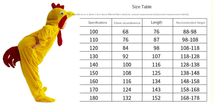 Adult Children Hen Rooster Duck Chick Costume Cosplay Props Performance Clothing Dance Cartoon Animal Clothing