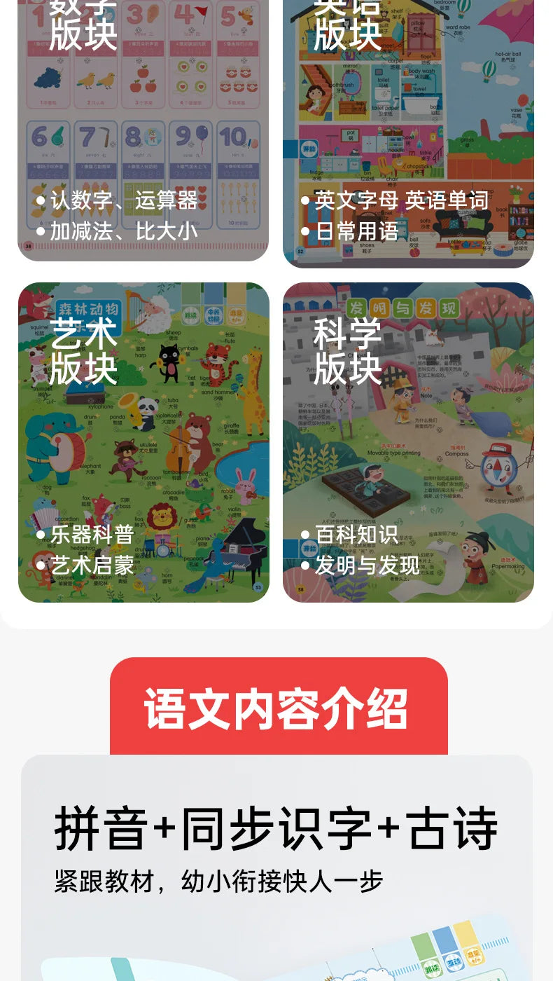 Language, Math, English Early Education Audiobooks, Children's Cognitive Enlightenment Learning Books, Parent-child Interaction