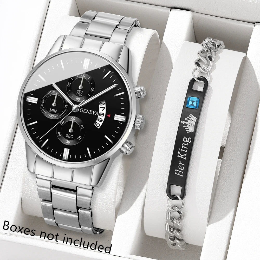 Fashion Men Stainless Steel Watch Luxury Calendar Quartz Wristwatch Men's Business Watches for Men Clock Montre Homme