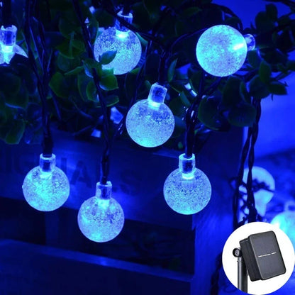 Globo de cristal solar led luzes da corda 60 led 8 modos de iluminação ip65 luz de fadas guirlanda de natal para decoração de festa de jardim 1pc/2pcs