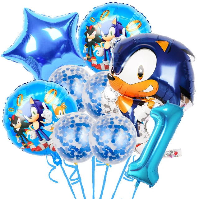 Sonic the Hedgehog Fontes do partido, Foil Balões, Látex Balões Kit, Decorações de aniversário, Balões Número, Decoração Presentes, 32"