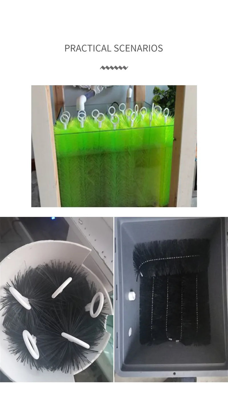 30/40/50cm Koi Pond Filter Brush 10pcs Fish Pond Filter High-density Brush Skimmer Aquarium Filtration System Cleaning Tools