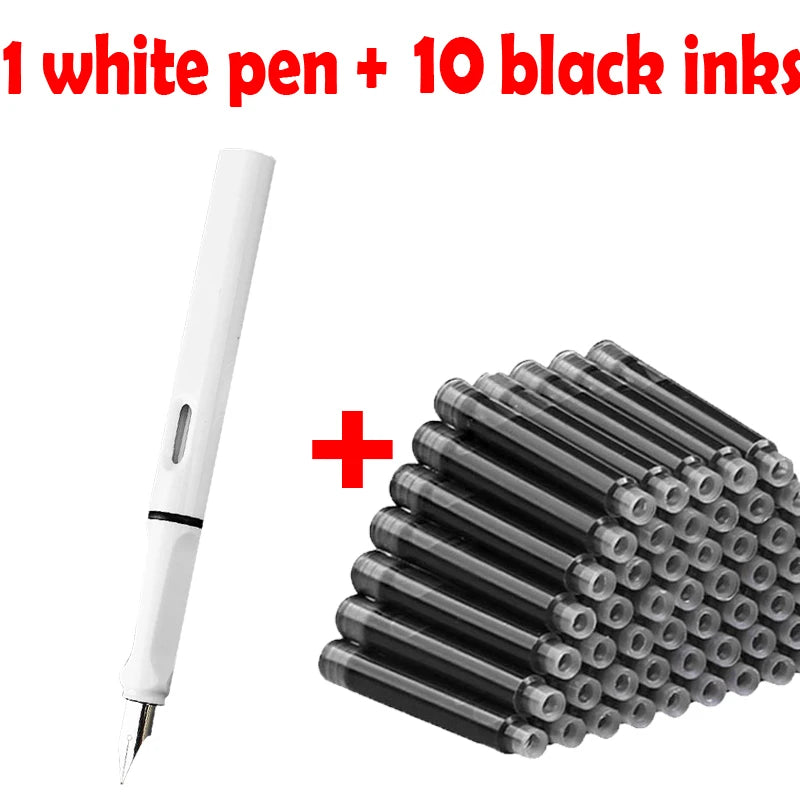 11pcs Fountain Pen Set 0.38mm Replaceable Ink For Smooth Writing, Multifunctional Office Stationery And Learning Supplies