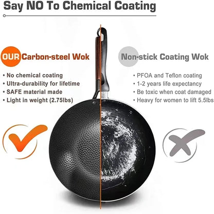 Non-stick 28cm Frying Wok Pan Iron Pan Uncoated Steak Cooking Pot Pancake Pan Handmade Cast Gas Stove Induction Kitchen Cookware
