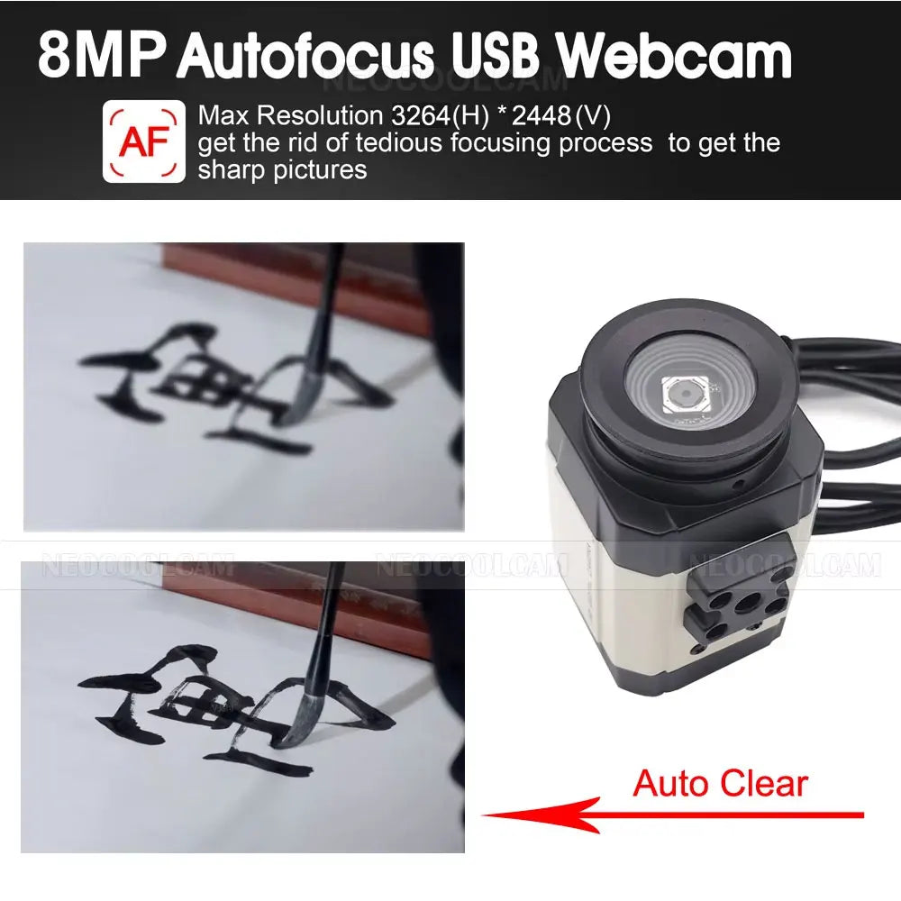 NEOCoolcam HD 4K Autofocus USB Webcam 3264 x 2448 MJPEG UVC 8MP IMX179 Video Live PC Camera for Meeting Document Scanning
