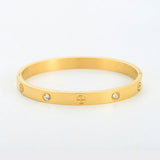 New Design Gold Color Zircon And Cross Nut Nail Bracelet & Bangle For Woman Stainless Steel Screw Brand Jewelry Dropshipping