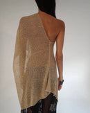 Jaded London gold knit hollowed-out one-piece top halter shawl multi-wear holiday style halter