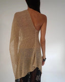 Jaded London Gold Knit Hollowed-Out One-Piece Top Halter Shawl Multi-Wear Holiday Style Halter