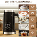 BioloMix Upgraded 5-in-1 LED Touch Screen Milk Frother for Lattes, Hot And Cold Foam Maker