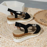 Metal Decoration Women's Wedges Sandals 2024 Summer Snake Print Platform Gladiator Shoes Woman Comfort Casual Med Heels Sandals