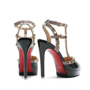 Zapatos de tacón alto con plataforma impermeable y punta puntiaguda para mujer, con remaches de 10 y 12 cm, con correa y hebilla, para verano de 2024.