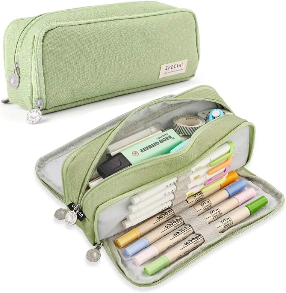 Black Pencil Pouch Stationery Holder Bag Gift Case Pen Ruler Organizer School Student Supplies Canvas Zipper Open Cosmetic Bag A