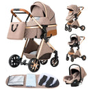 Luxurious Baby Stroller 3 in 1 Portable Travel Baby Carriage Folding Prams High Landscape Aluminum Frame Car for Newborn Baby