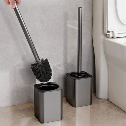 Escobillero de lujo con carcasa metálica, soporte para escobillero de pared, sin ángulo muerto, herramientas de limpieza para el hogar, accesorios de baño