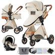 Baby Stroller 3‑in‑1 Travel System Pushchair Lightweight Pram from Birth All‑Terrain Baby Buggy Compact Fold Stroller Summer