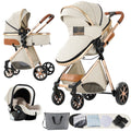 Baby Stroller 3‑in‑1 Travel System Pushchair Lightweight Pram from Birth All‑Terrain Baby Buggy Compact Fold Stroller Summer