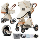 Baby Stroller 3‑in‑1 Travel System Pushchair Lightweight Pram from Birth All‑Terrain Baby Buggy Compact Fold Stroller Summer