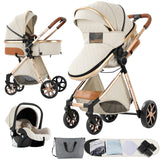 Baby Stroller 3‑in‑1 Travel System Pushchair Lightweight Pram from Birth All‑Terrain Baby Buggy Compact Fold Stroller Summer