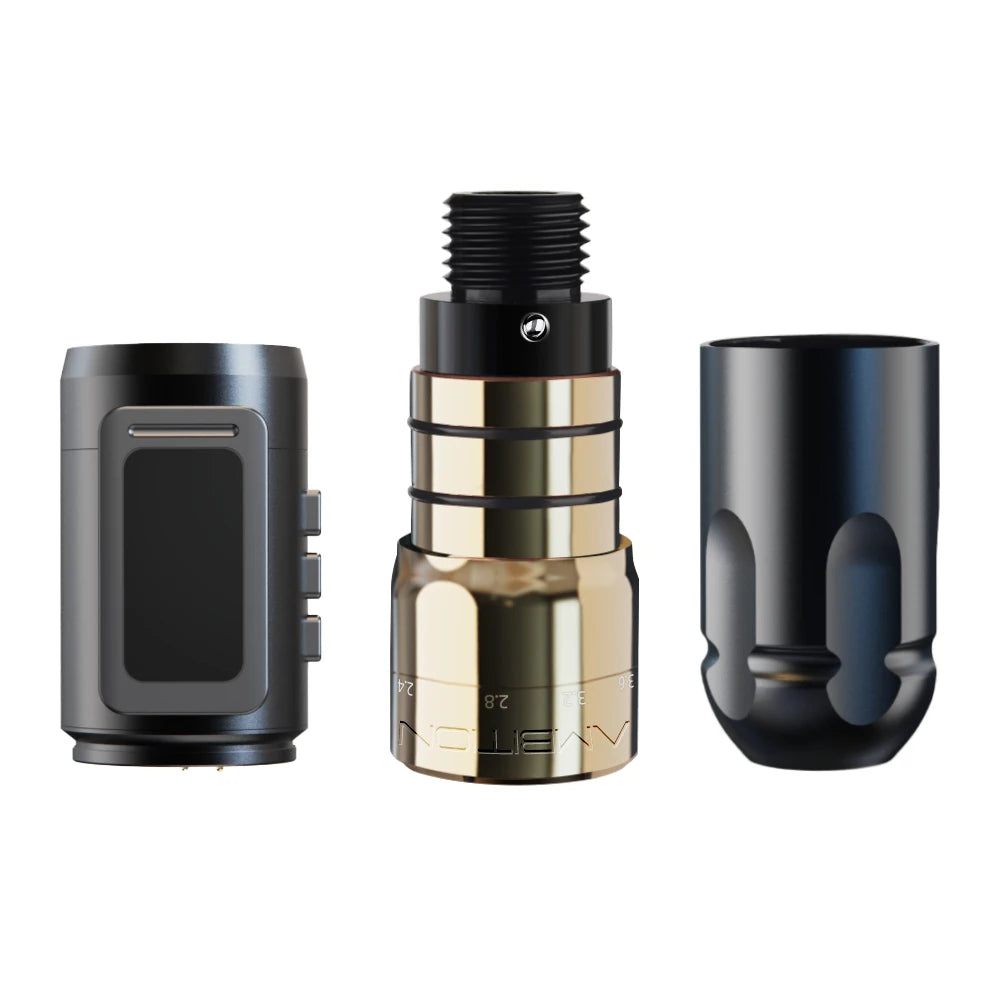 Máquina de tatuaje inalámbrica profesional Ambition MARS-U con pluma y trazo ajustable, cartucho de 2-4 mm, motor sin núcleo de 1800 mAh, para artistas del tatuaje